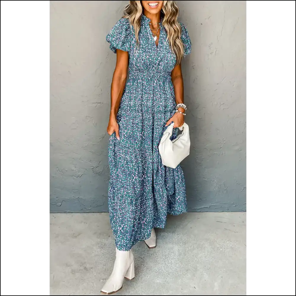 Blue Abstract Maxi Dress: High Waist? More Like Standards. 😉 Needful Things - s - Dresses on Sale Worldwide Shipping