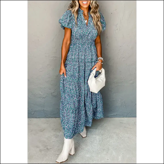 Blue Abstract Maxi Dress: High Waist? More Like Standards. 😉 Needful Things - s - Dresses on Sale Worldwide Shipping