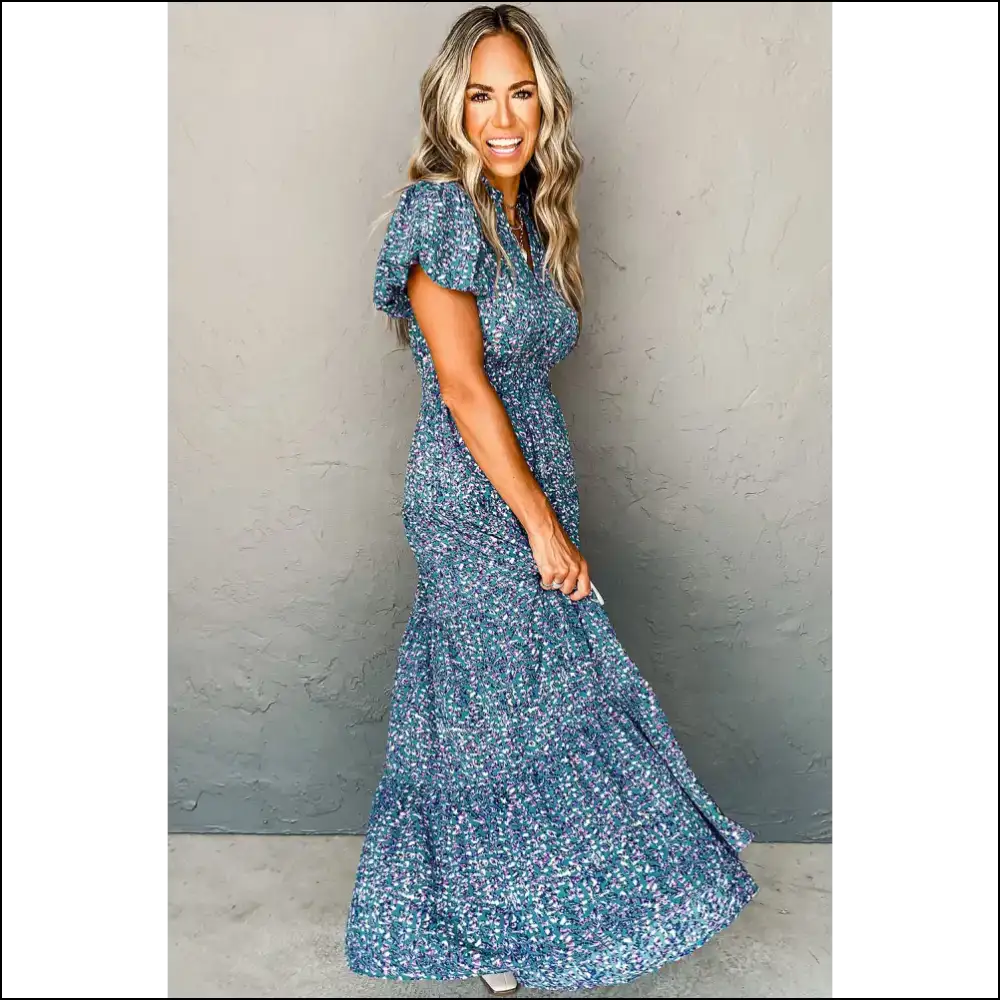 Blue Abstract Maxi Dress: High Waist? More Like Standards. 😉 Needful Things - Dresses on Sale Worldwide Shipping