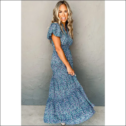 Blue Abstract Maxi Dress: High Waist? More Like Standards. 😉 Needful Things - Dresses on Sale Worldwide Shipping