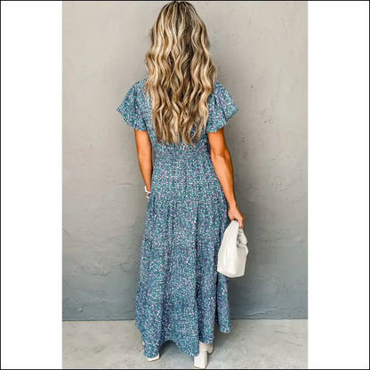 Blue Abstract Maxi Dress: High Waist? More Like Standards. 😉 Needful Things - Dresses on Sale Worldwide Shipping