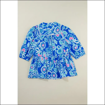 Blue Boho Floral: from Blah to Bam! 💥 Needful Things Neck Peplum Blouse - Blouses on Sale Worldwide Shipping