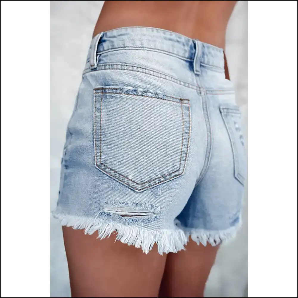 Blue Distressed High Waist Shorts: Ready to Party? 😎 - Shorts on Sale Worldwide Shipping