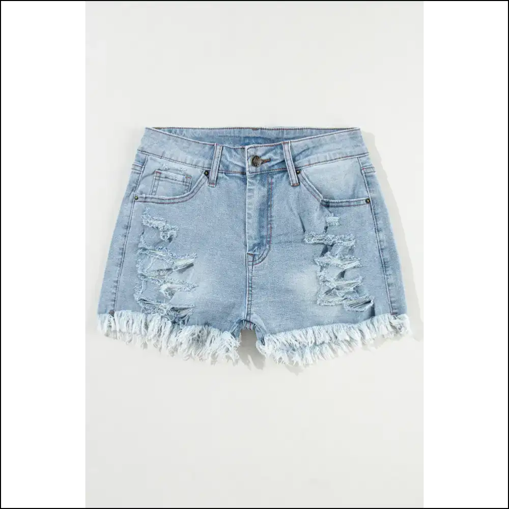 Blue Distressed High Waist Shorts: Ready to Party? 😎 - Shorts on Sale Worldwide Shipping