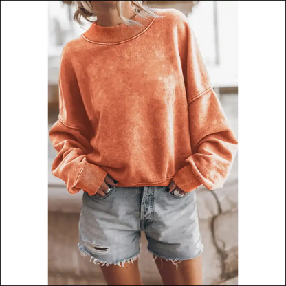 Blue Drop Shoulder Chic: so Comfy Youll Never Leave. 💙 - Orange / s - Sweatshirts & Hoodies on Sale Worldwide Shipping