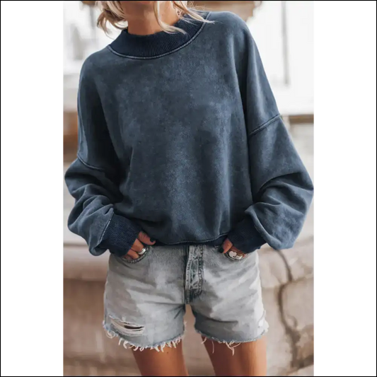 Blue Drop Shoulder Chic: so Comfy Youll Never Leave. 💙 - Sky / s - Sweatshirts & Hoodies on Sale Worldwide Shipping