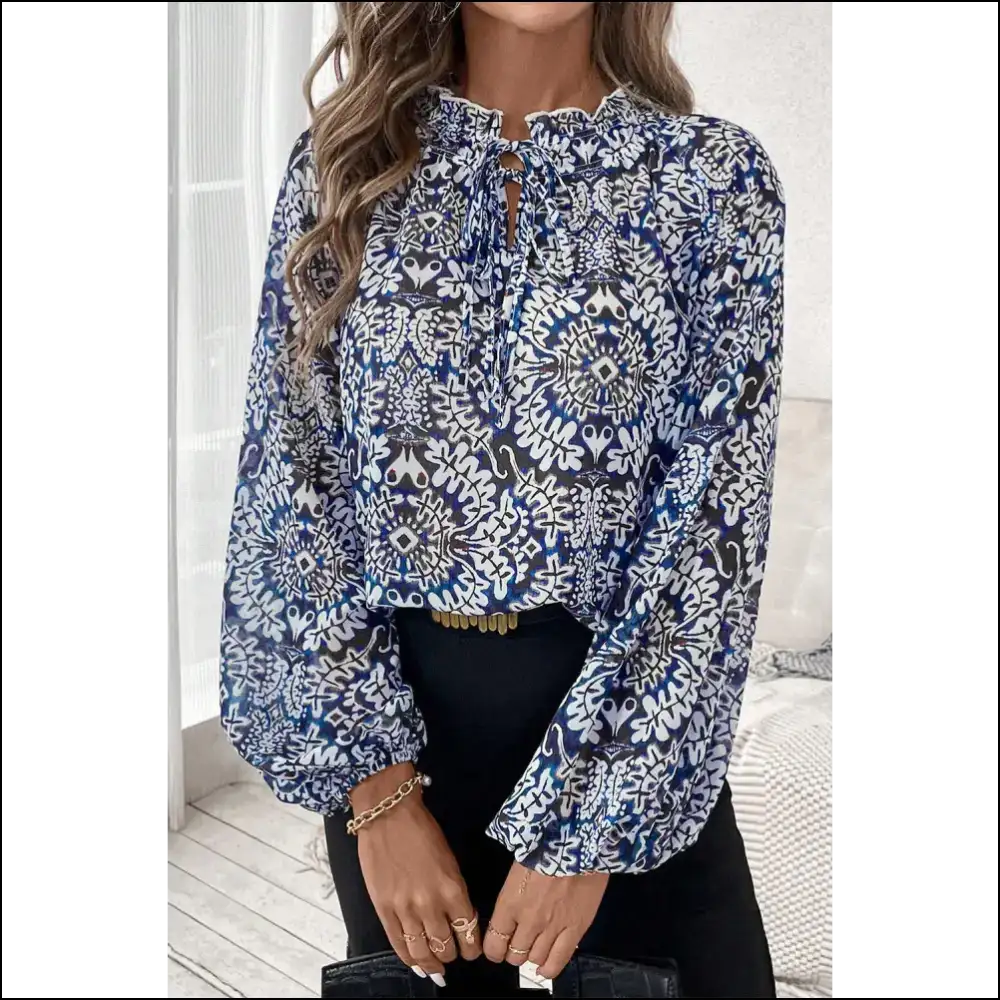Blue Ethnic Print: from Needful Things Bless your Bohemian Heart! 💙 - s - Blouses on Sale Worldwide Shipping