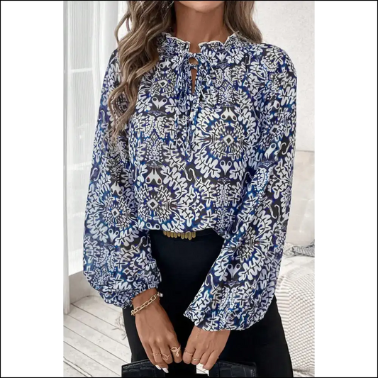 Blue Ethnic Print: from Needful Things Bless your Bohemian Heart! 💙 - s - Blouses on Sale Worldwide Shipping
