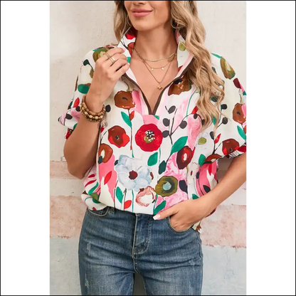 Blue Floral Boho Blouse: Ditch the Drama Bloom 🌸 Needful Things - Pink / s - Blouses on Sale Worldwide Shipping