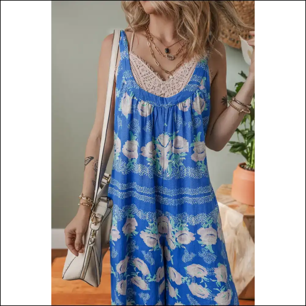 Blue Floral Print Jumpsuit: One-piece Wonder (you Lucky Thing!) 💙 Needful Things - Jumpsuits & Rompers on Sale Worldwide Shipping
