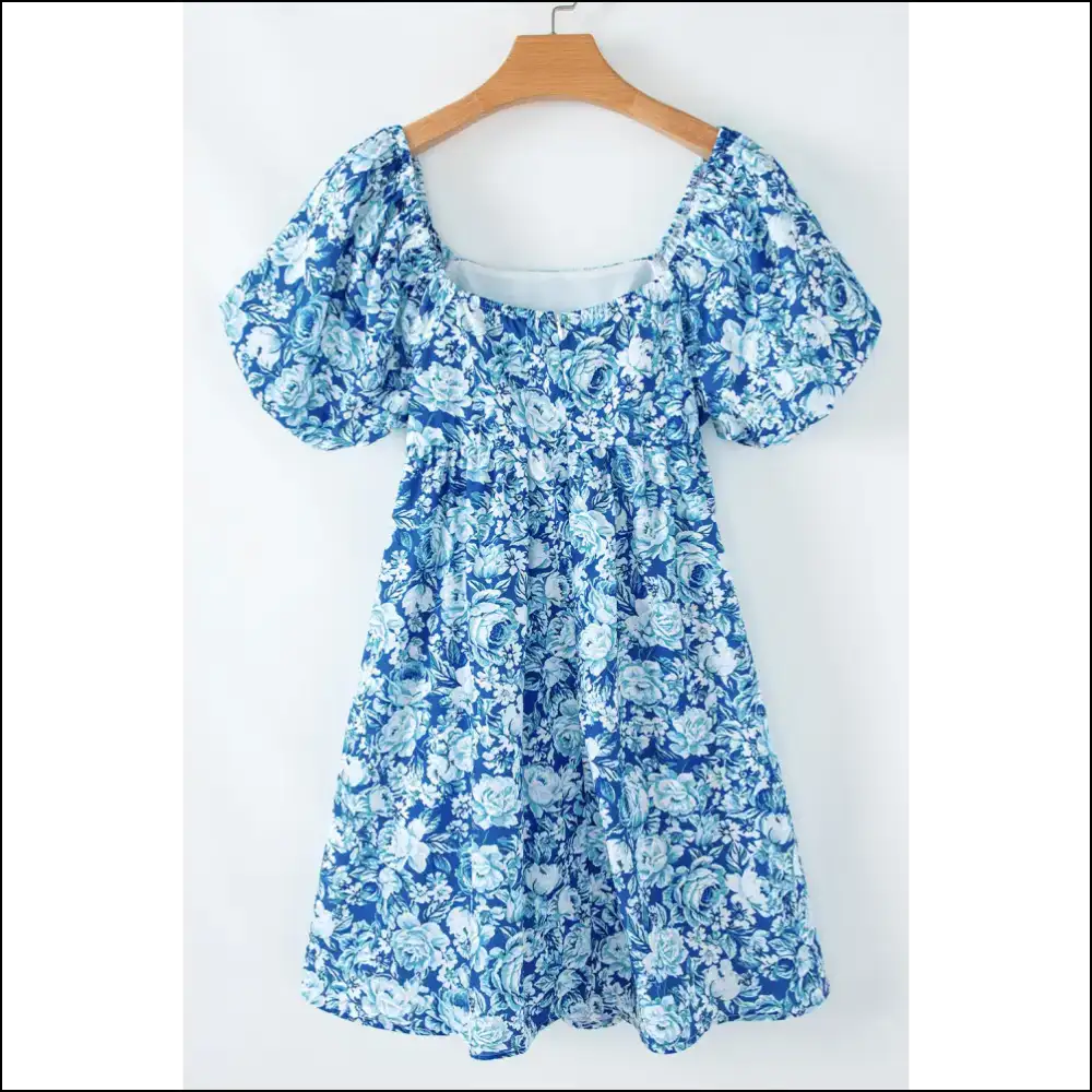 Blue Floral Puff Dress: Less Sad More Rad 💙🌼 Needful Things - Short Dresses on Sale Worldwide Shipping