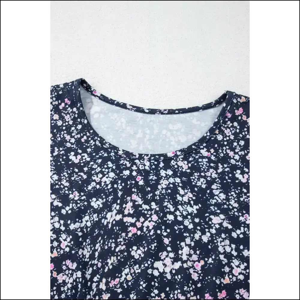 Blue Floral Ruffle Hem Long Sleeve: Because Adulting is Hard 💀 Needful Things - Blouses on Sale Worldwide Shipping