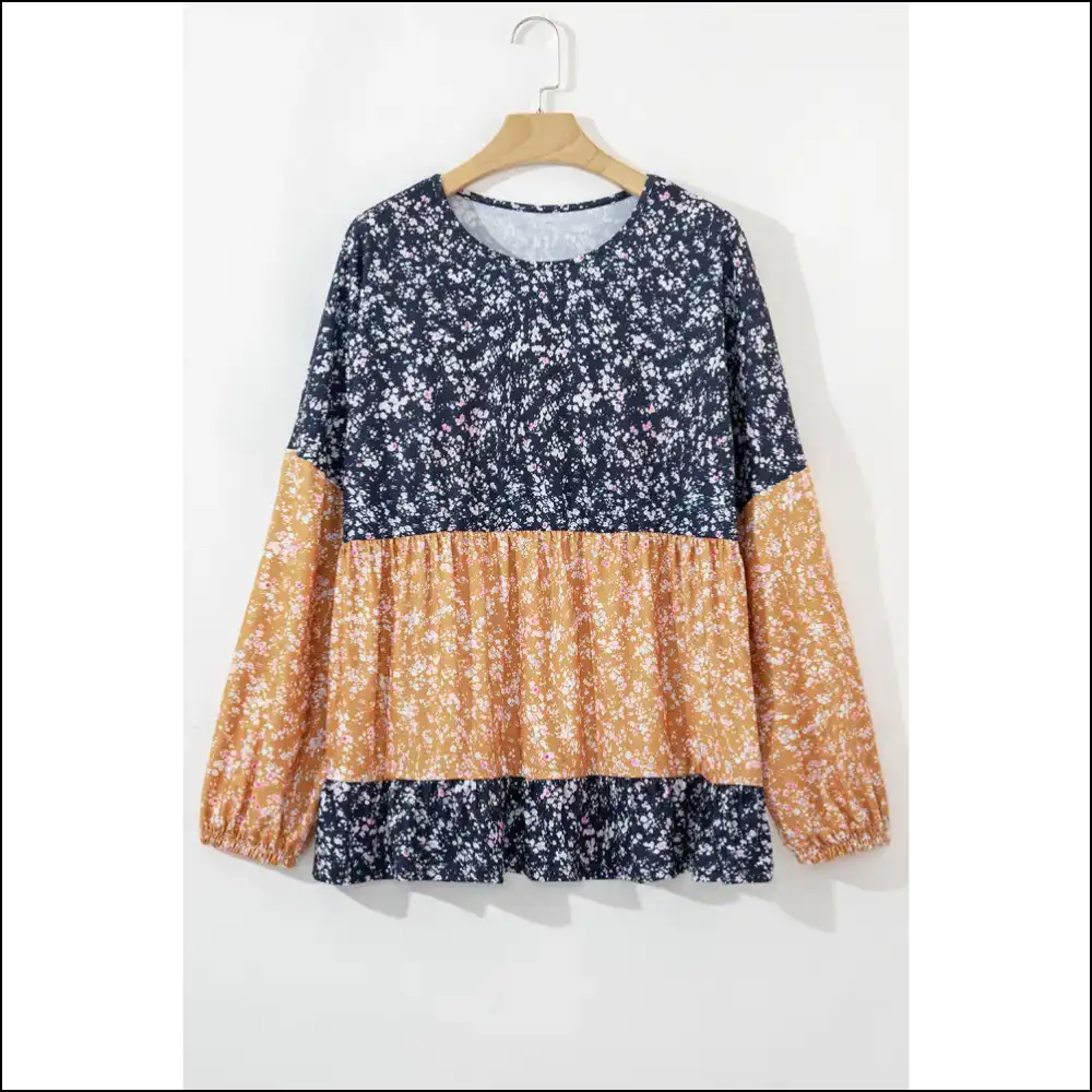 Blue Floral Ruffle Hem Long Sleeve: Because Adulting is Hard 💀 Needful Things - Orange / s - Blouses on Sale Worldwide Shipping