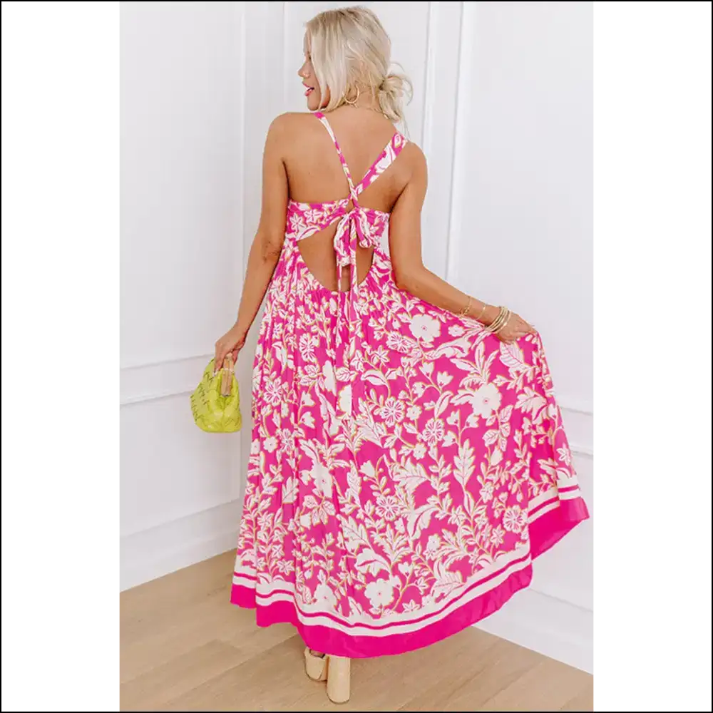 Blue Floral v Neck Maxi Dress: from Zero to Goddess 💙 Needful Things - Dresses on Sale Worldwide Shipping