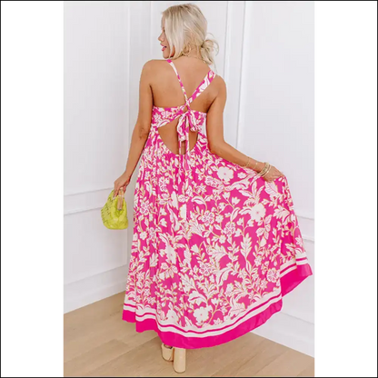 Blue Floral v Neck Maxi Dress: from Zero to Goddess 💙 Needful Things - Dresses on Sale Worldwide Shipping