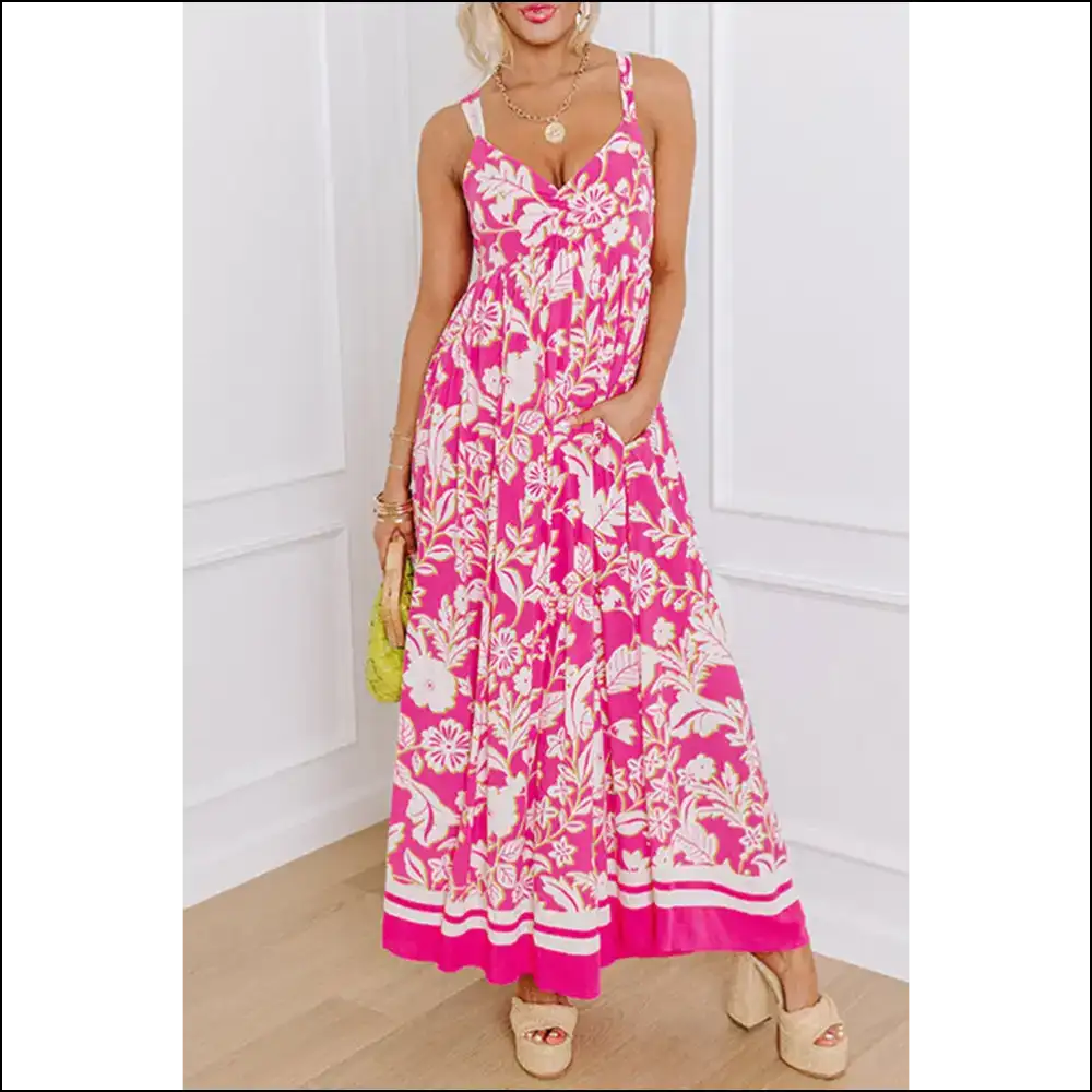 Blue Floral v Neck Maxi Dress: from Zero to Goddess 💙 Needful Things - Rose / s - Dresses on Sale Worldwide Shipping