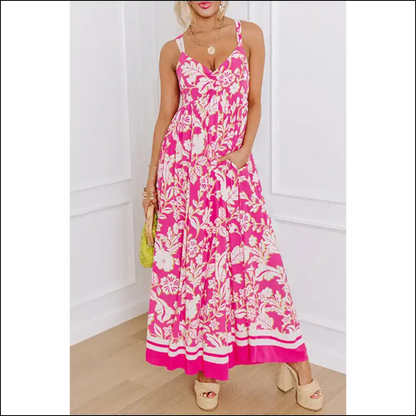 Blue Floral v Neck Maxi Dress: from Zero to Goddess 💙 Needful Things - Rose / s - Dresses on Sale Worldwide Shipping