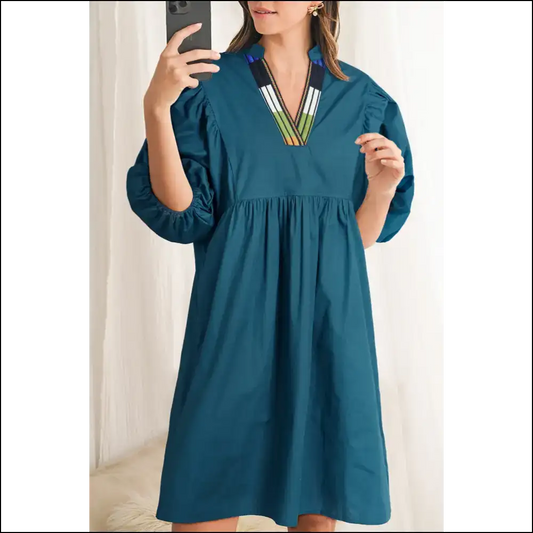 Blue Sapphire Mini Dress: Puff Sleeves Zero Regrets ✨ Needful Things - s - Short Dresses on Sale Worldwide Shipping