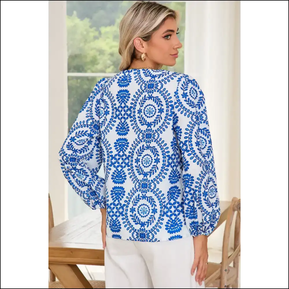 Blue v Neck Puff Sleeve Boho Blouse: Needful Things! 😉 - Blouses on Sale Worldwide Shipping