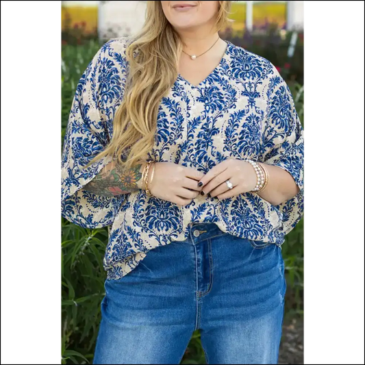 Bohemian Blue Bliss: Hide your Snacks Find Size Blouse! 😜 Needful Things - 1x - Plus Tops on Sale Worldwide Shipping