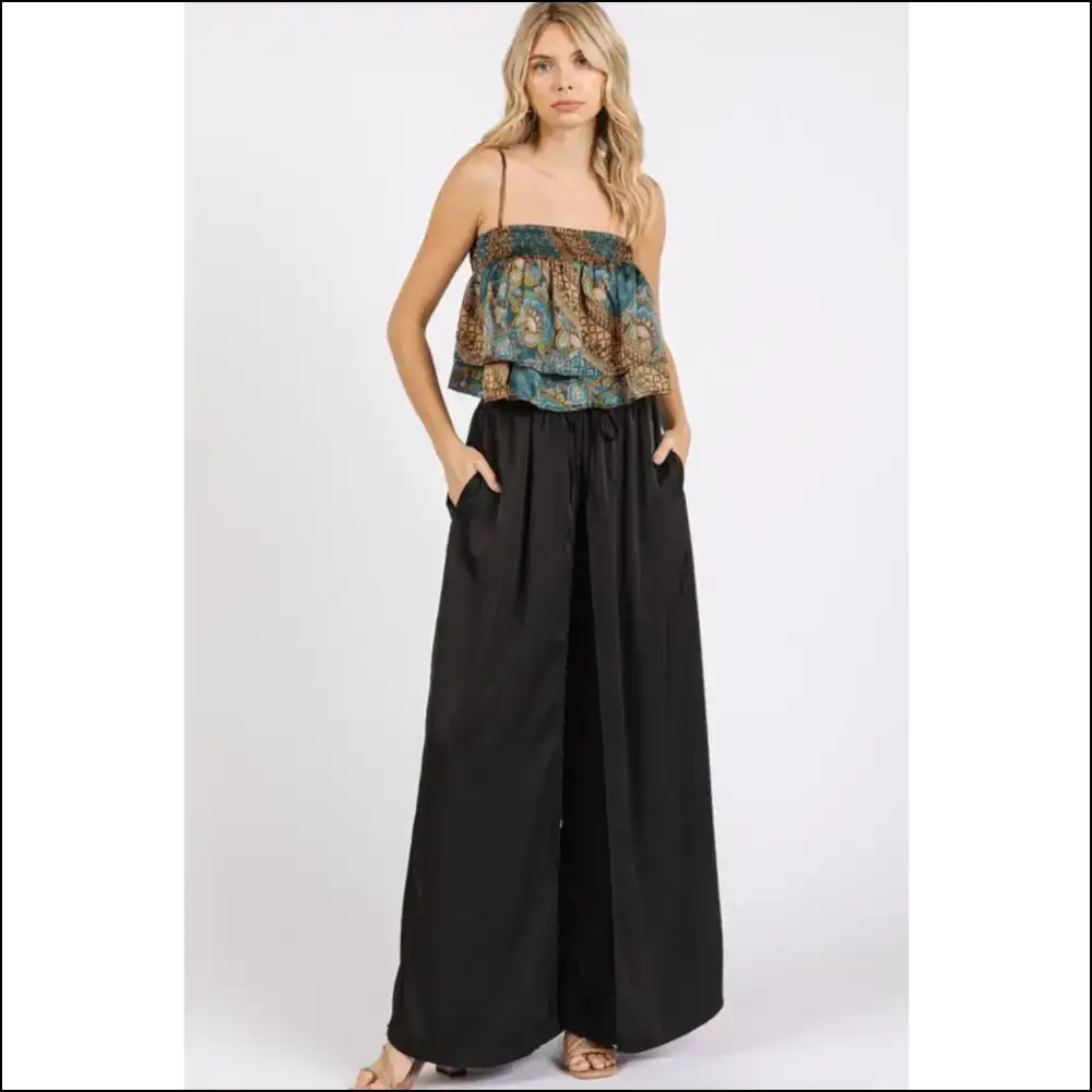 Bohemian Paisley Patchwork Satin Ruffle Crop Cami - Tank Tops on Sale Worldwide Shipping
