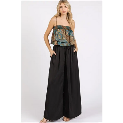 Bohemian Paisley Patchwork Satin Ruffle Crop Cami - Tank Tops on Sale Worldwide Shipping
