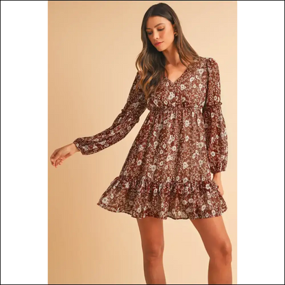 Boho Brown Floral Mini Dress: Head-turning! 🌻 - Short Dresses on Sale Worldwide Shipping