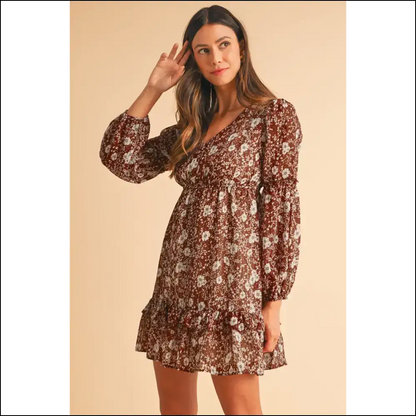 Boho Brown Floral Mini Dress: Head-turning! 🌻 - Short Dresses on Sale Worldwide Shipping