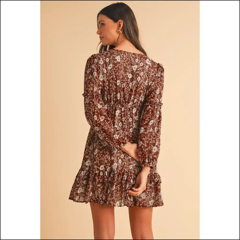 Boho Brown Floral Mini Dress: Head-turning! 🌻 - Short Dresses on Sale Worldwide Shipping