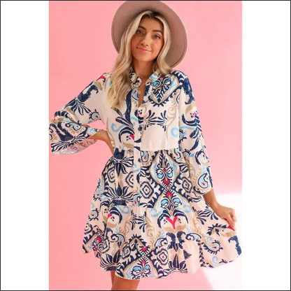 Boho Chic Green Ethnic Print Mini Dress: Dress Like you Own the Joint 👗 Needful Things - White / s - Short Dresses on Sale Worldwide