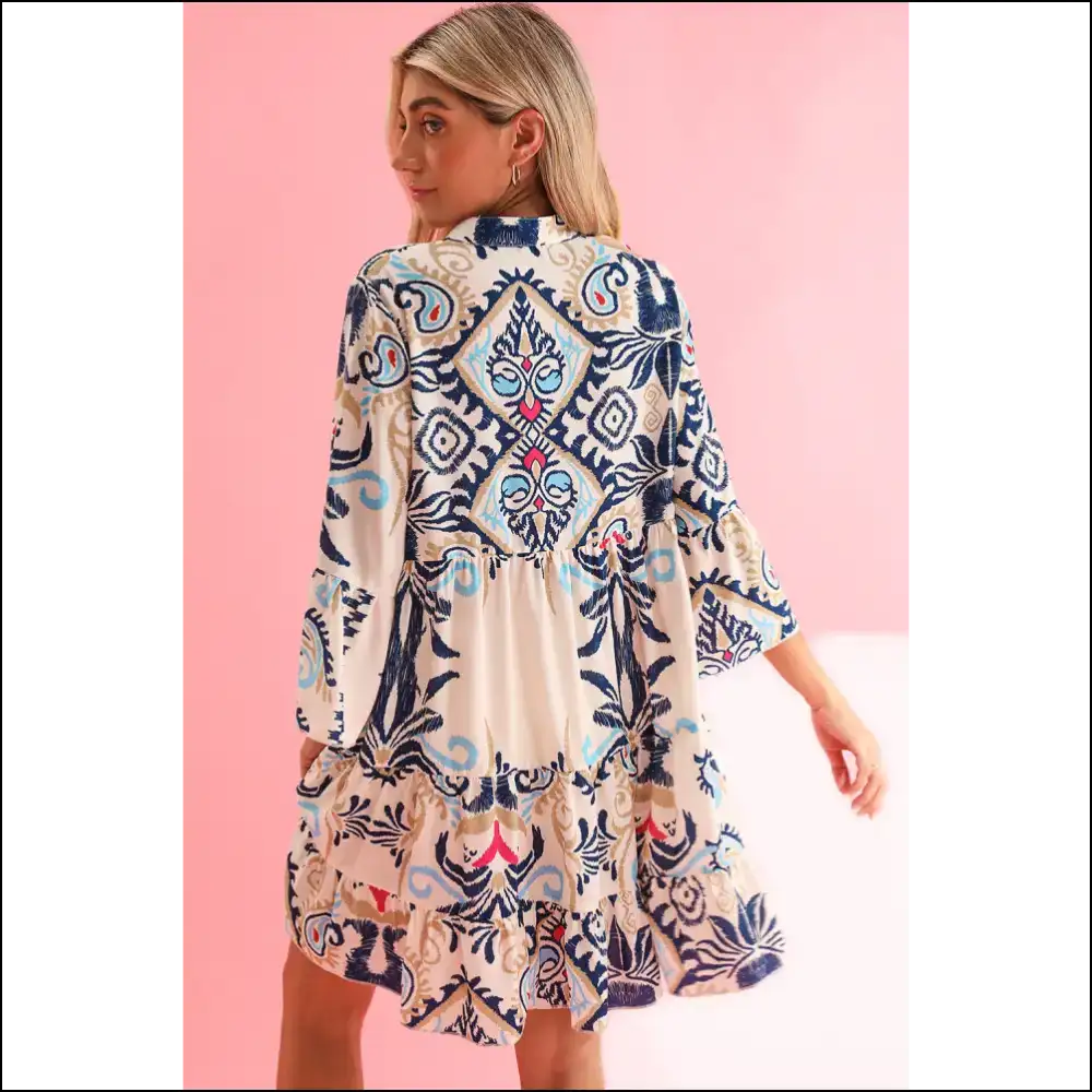 Boho Chic Green Ethnic Print Mini Dress: Dress Like you Own the Joint 👗 Needful Things - Short Dresses on Sale Worldwide Shipping