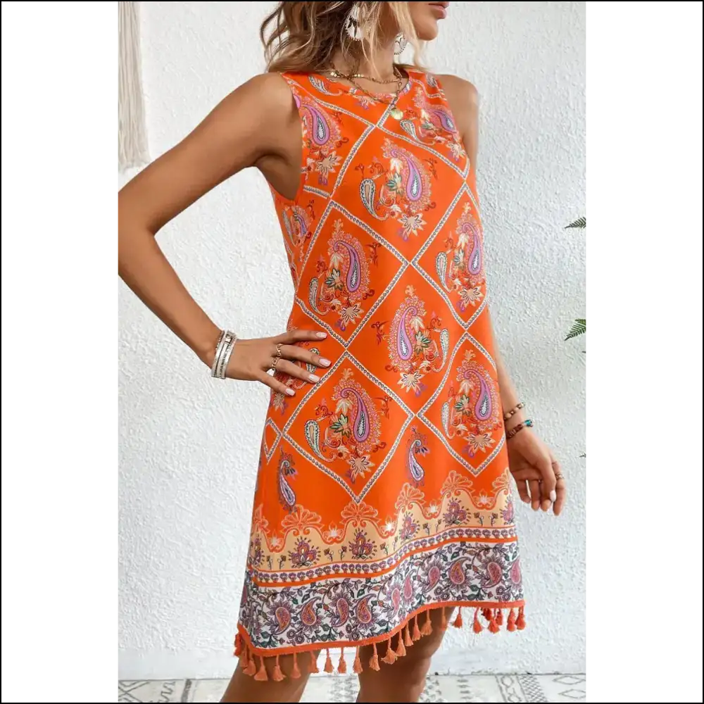 Boho Chic Orange Dress: Prepare for Maximum Tan! 🍊 Needful Things - Short Dresses on Sale Worldwide Shipping