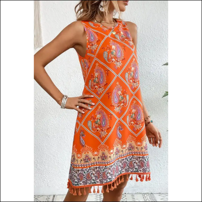 Boho Chic Orange Dress: Prepare for Maximum Tan! 🍊 Needful Things - Short Dresses on Sale Worldwide Shipping