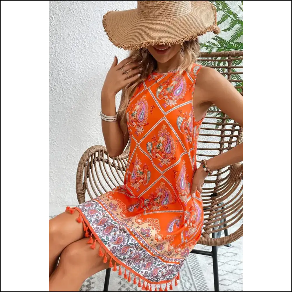 Boho Chic Orange Dress: Prepare for Maximum Tan! 🍊 Needful Things - Short Dresses on Sale Worldwide Shipping
