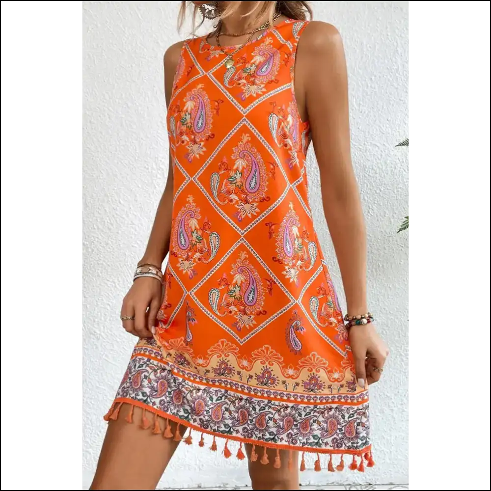Boho Chic Orange Dress: Prepare for Maximum Tan! 🍊 Needful Things - Short Dresses on Sale Worldwide Shipping