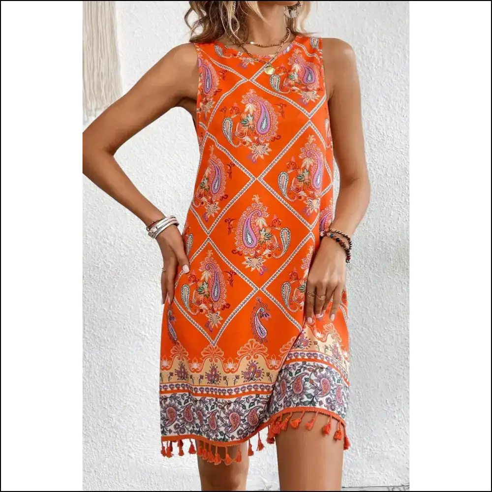 Boho Chic Orange Dress: Prepare for Maximum Tan! 🍊 Needful Things - Short Dresses on Sale Worldwide Shipping