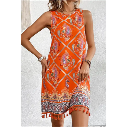 Boho Chic Orange Dress: Prepare for Maximum Tan! 🍊 Needful Things - Short Dresses on Sale Worldwide Shipping