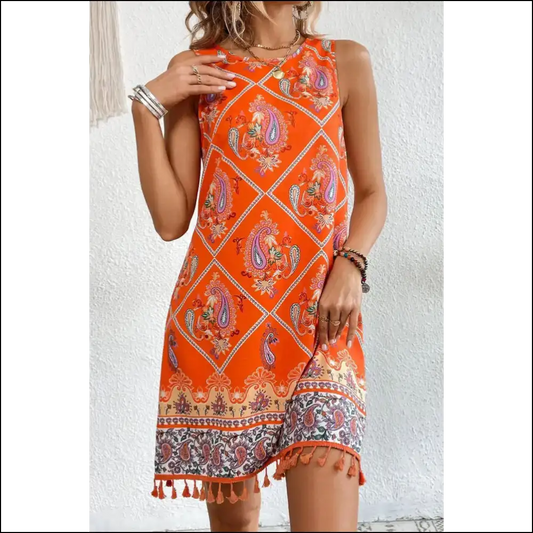 Boho Chic Orange Dress: Prepare for Maximum Tan! 🍊 Needful Things - s - Short Dresses on Sale Worldwide Shipping