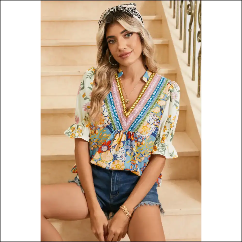 Boho Floral Half Sleeve: Finally a Blouse that Matches my Chaotic Soul! 🌼 Needful Things - Blouses on Sale Worldwide Shipping