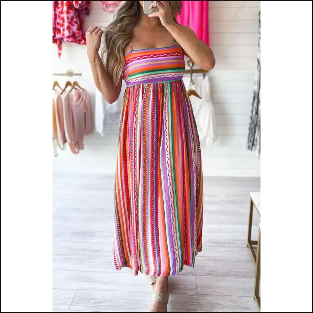 Boho Striped Dress: Ditch Pants Embrace your Inner Weirdo 😜 - Multicolour / s - Maxi Dresses on Sale Worldwide Shipping