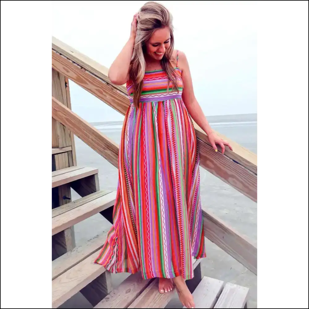 Boho Striped Dress: Ditch Pants Embrace your Inner Weirdo 😜 - Maxi Dresses on Sale Worldwide Shipping