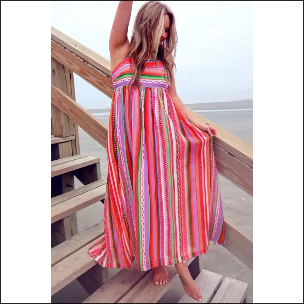 Boho Striped Dress: Ditch Pants Embrace your Inner Weirdo 😜 - Maxi Dresses on Sale Worldwide Shipping
