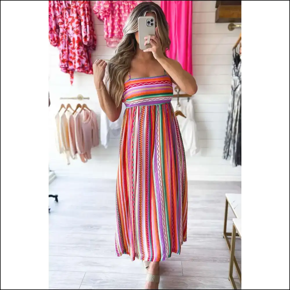 Boho Striped Dress: Ditch Pants Embrace your Inner Weirdo 😜 - Maxi Dresses on Sale Worldwide Shipping