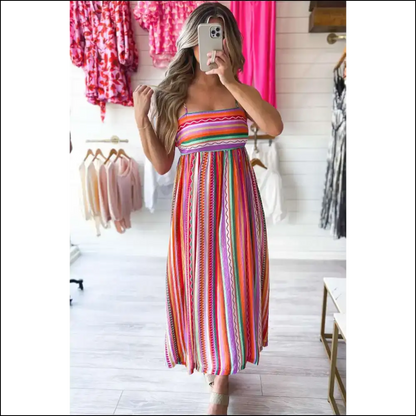 Boho Striped Dress: Ditch Pants Embrace your Inner Weirdo 😜 - Maxi Dresses on Sale Worldwide Shipping