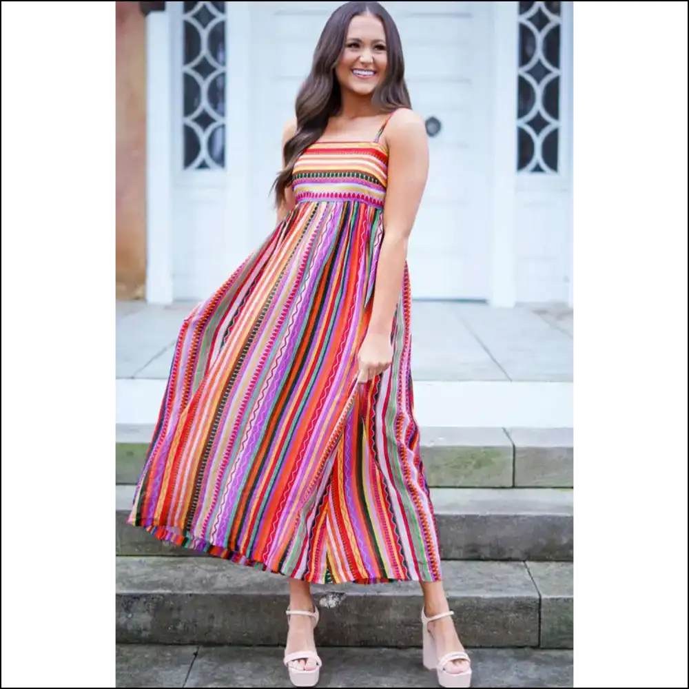 Boho Striped Dress: Ditch Pants Embrace your Inner Weirdo 😜 - Maxi Dresses on Sale Worldwide Shipping