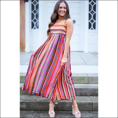 Boho Striped Dress: Ditch Pants Embrace your Inner Weirdo 😜 - Maxi Dresses on Sale Worldwide Shipping