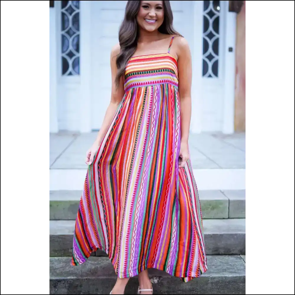 Boho Striped Dress: Ditch Pants Embrace your Inner Weirdo 😜 - Maxi Dresses on Sale Worldwide Shipping