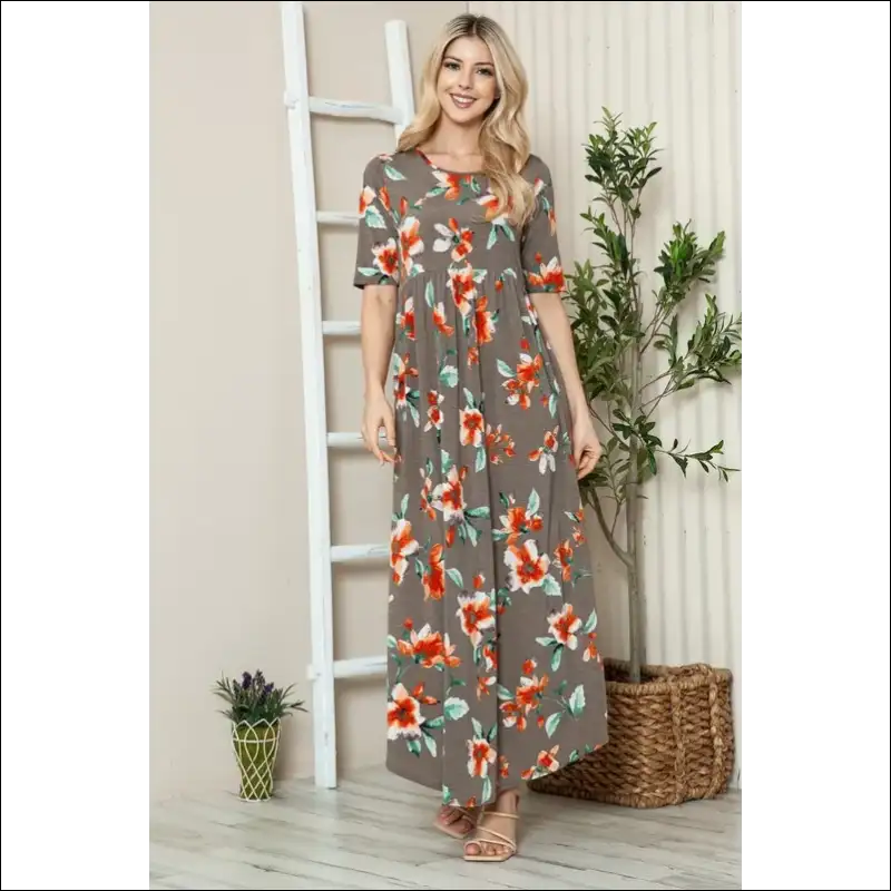 Bombom Floral Maxi Tee Dress - Effortless Chic - Dresses on Sale Worldwide Shipping
