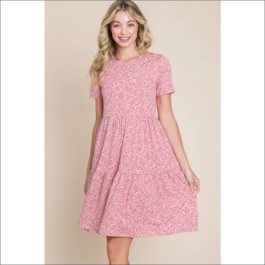 Bombom Fun & Flirty Printed Short Sleeve Mini Dress - Mauve / l - Dresses on Sale Worldwide Shipping