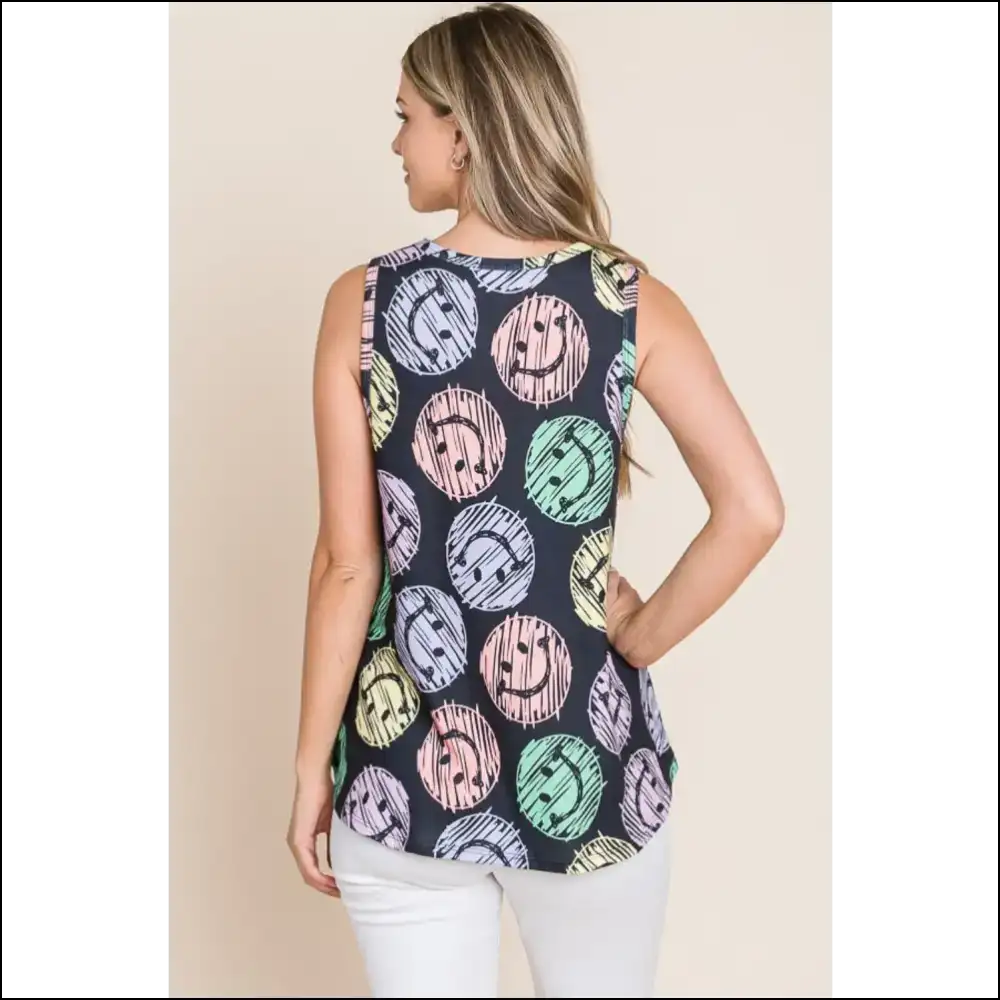 Bombom Smiley Face Tank Top - Cute & Comfortable - Tops on Sale Worldwide Shipping